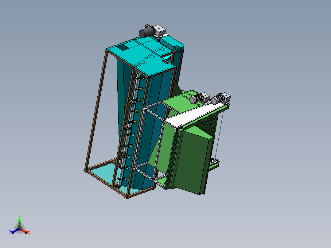 有机蔬菜自动打包码料生产线sw17可编辑正等轴测图