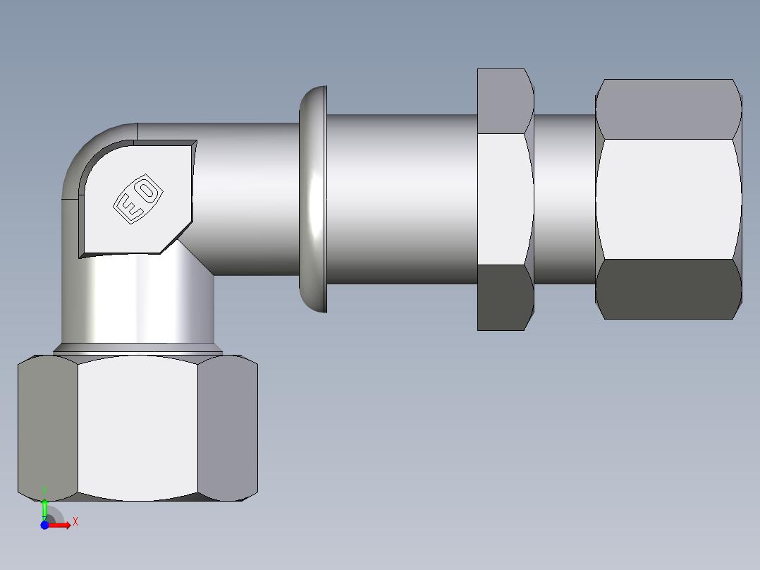卡套式工业通用硬管接头EO_Bulkhead_elbow_WSV12ZL71前视图
