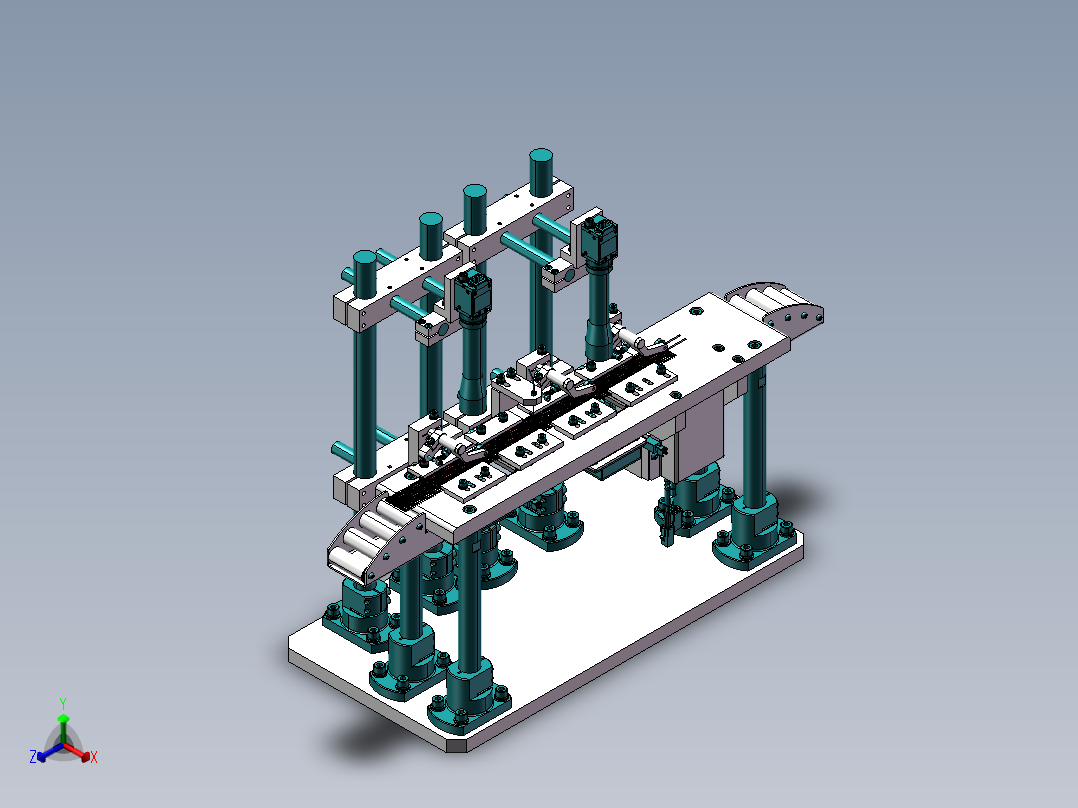 料带齿轮输送机构正等轴测图
