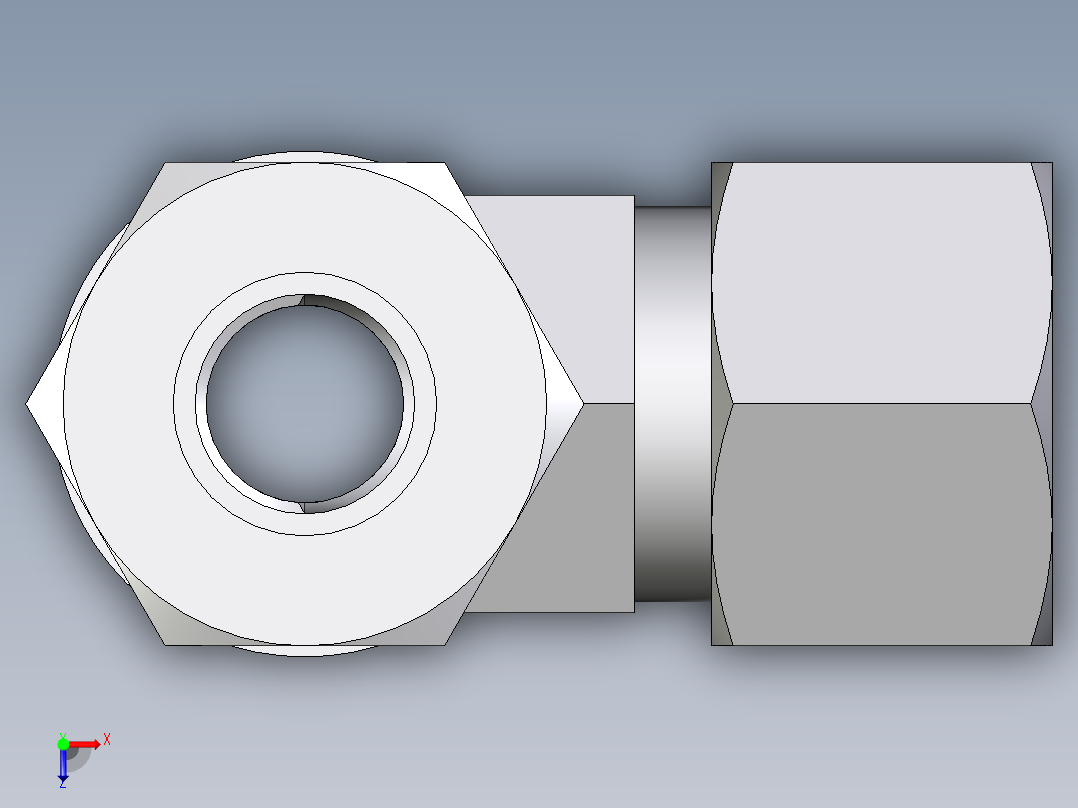 卡套式工业通用硬管接头EO_Adjustable_locknut_run_tee_LEE12LMORCF俯视图
