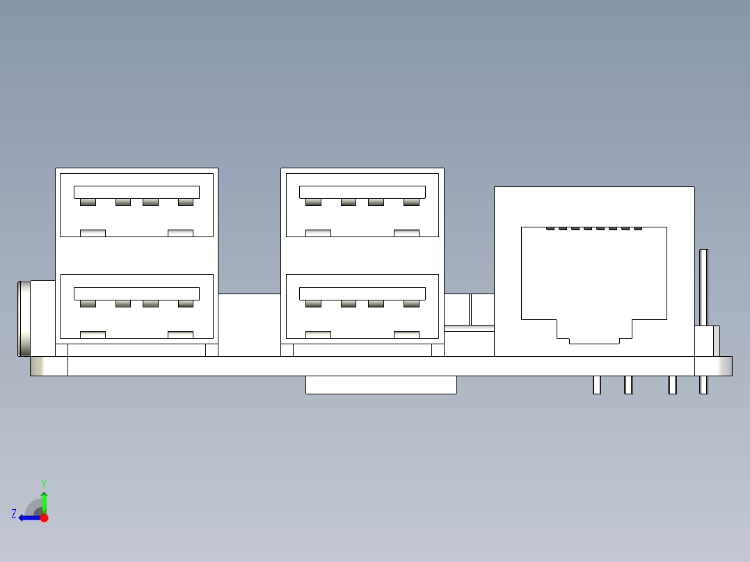 Raspberry Pi 4 - 简化单固体右视图