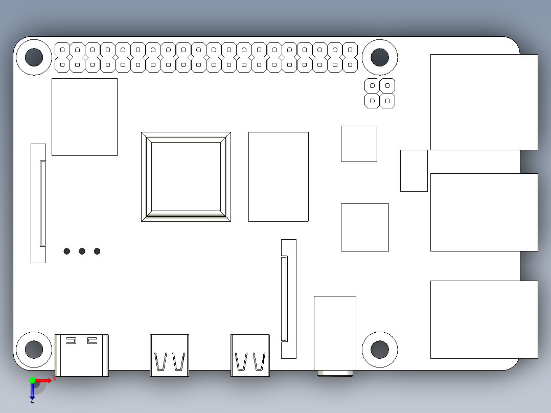 Raspberry Pi 4 - 简化单固体俯视图