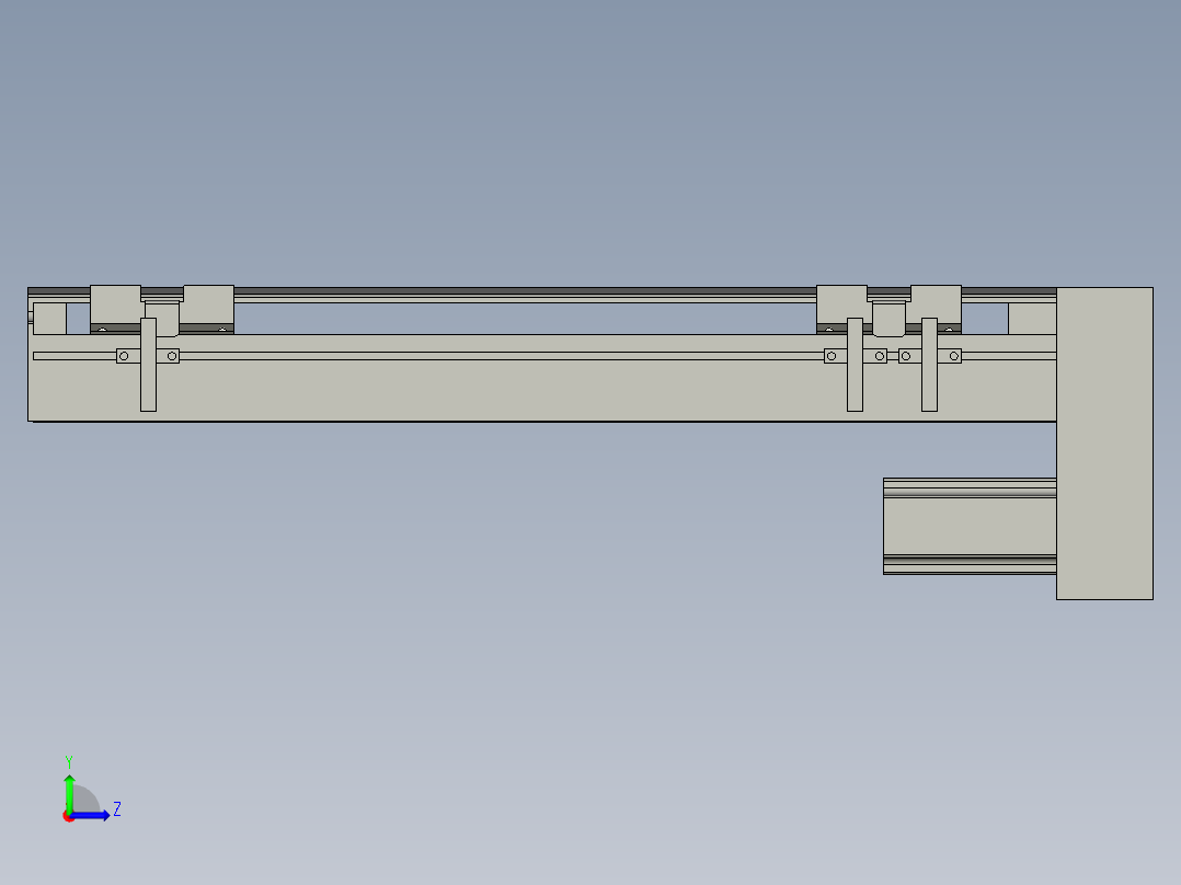 直线模组LHA6-S300-D-100W(16丝杆)设计图纸左视图