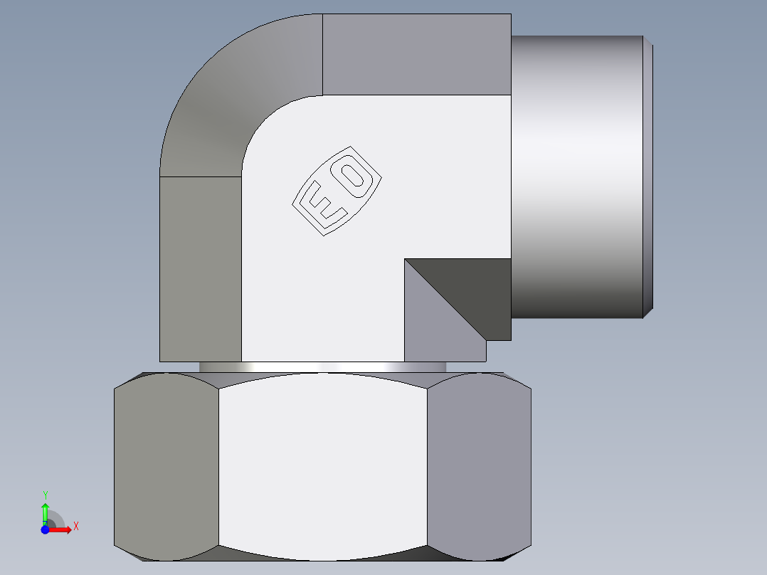 卡套式工业通用硬管接头EO_Swivel_nut_elbow_EW25SOMD71前视图