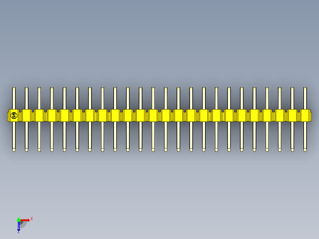 彩色公排针 100mil 2.54mm 系列-DS1022_yellow_2x24p_100mil_TypeD_rev1.0俯视图