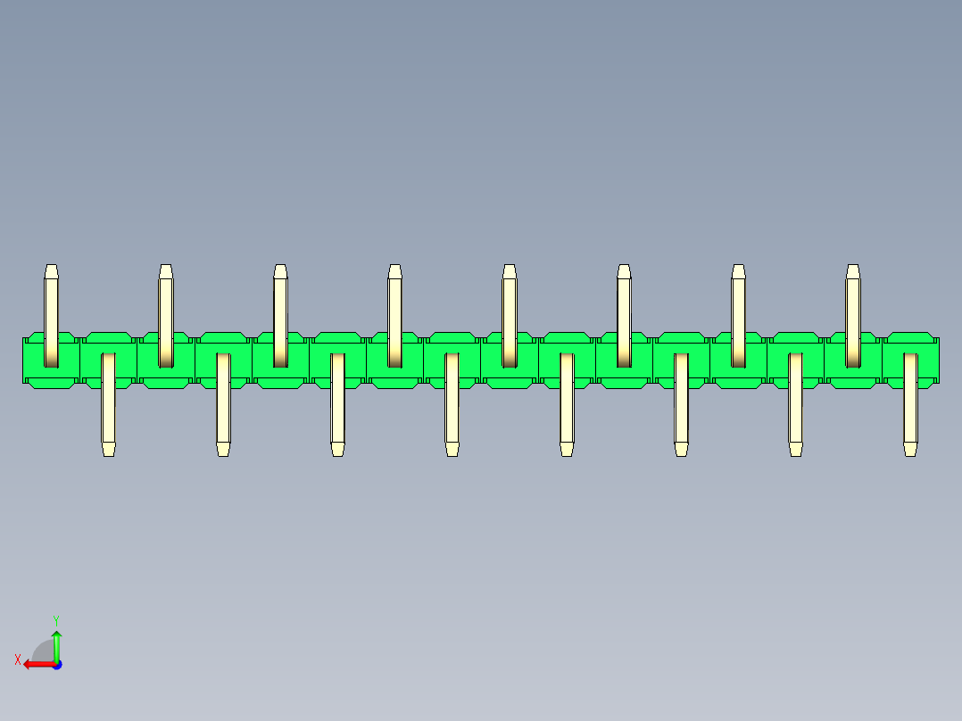 彩色公排针 100mil 2.54mm 系列-DS1022_green_16p_100mil_Type_SMT_R2_rev1.0后视图