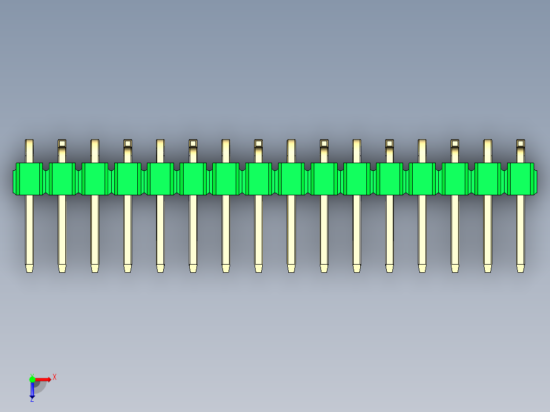 彩色公排针 100mil 2.54mm 系列-DS1022_green_16p_100mil_Type_SMT_R2_rev1.0俯视图