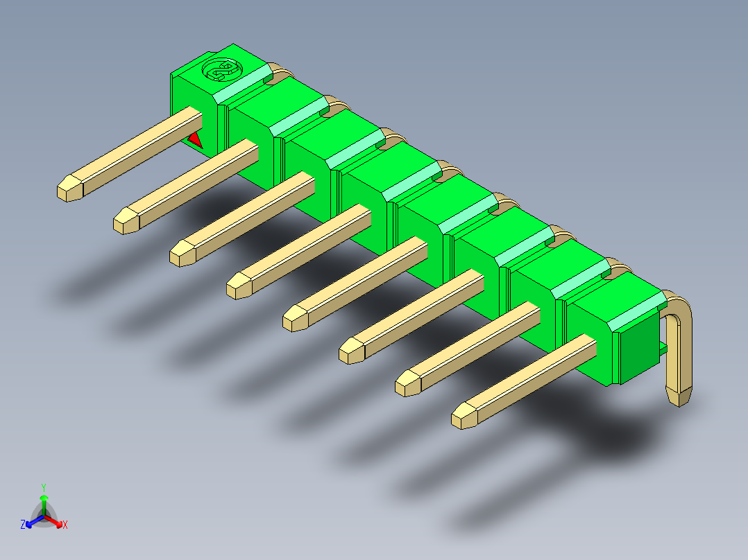 彩色公排针 100mil 2.54mm 系列-DS1022_green_1x08p_100mil_TypeD_rev1.0