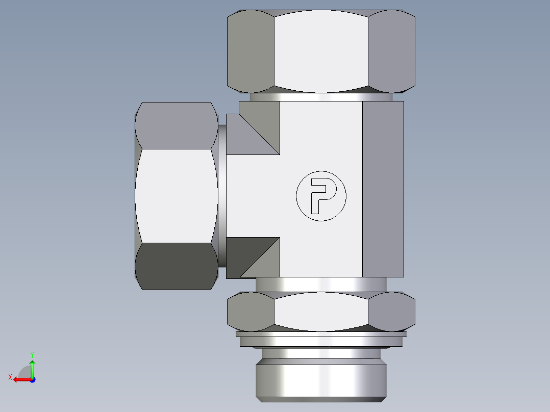 卡套式工业通用硬管接头EO_Adjustable_locknut_run_tee_LEE28LMCF后视图