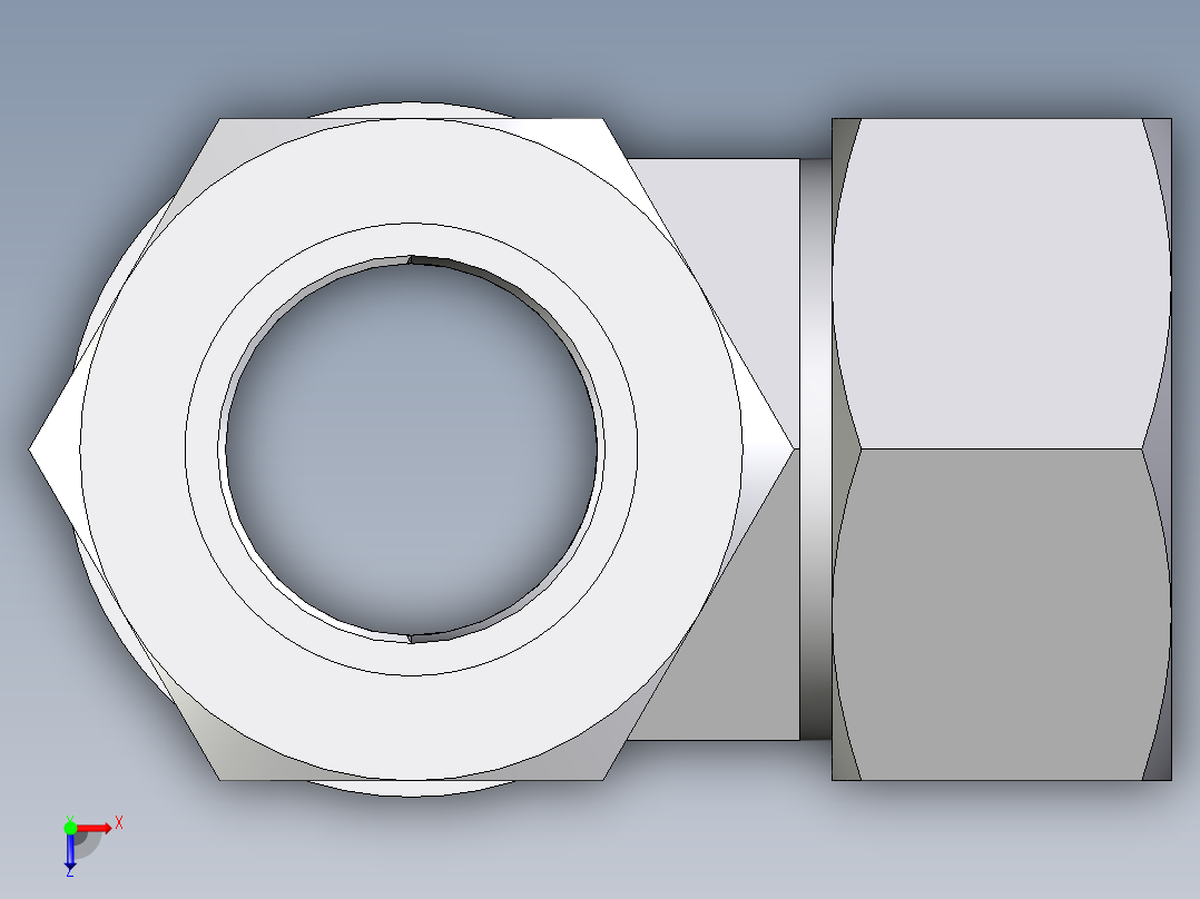 卡套式工业通用硬管接头EO_Adjustable_locknut_run_tee_LEE28LMCF俯视图