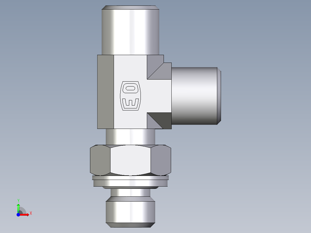 卡套式工业通用硬管接头EO_Adjustable_locknut_run_tee_LEE06SMOMDCF前视图