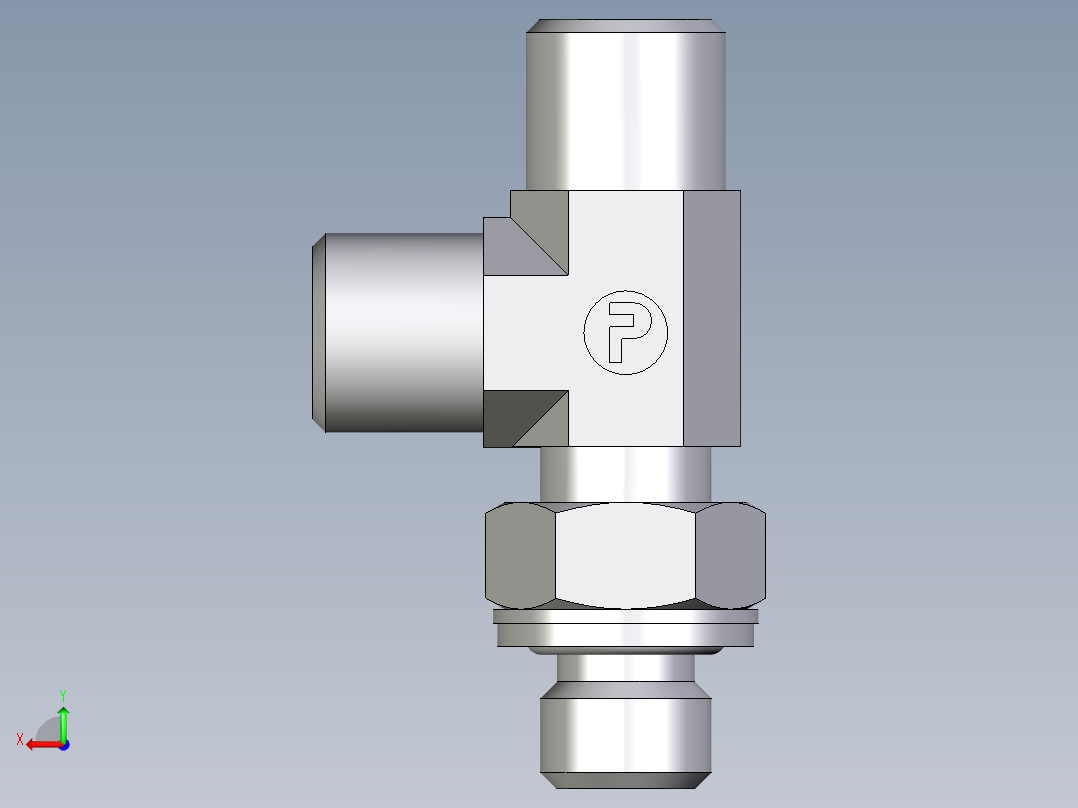 卡套式工业通用硬管接头EO_Adjustable_locknut_run_tee_LEE06SMOMDCF后视图
