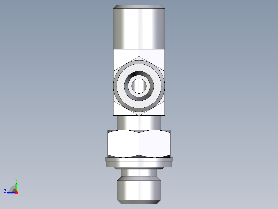 卡套式工业通用硬管接头EO_Adjustable_locknut_run_tee_LEE06SMOMDCF右视图