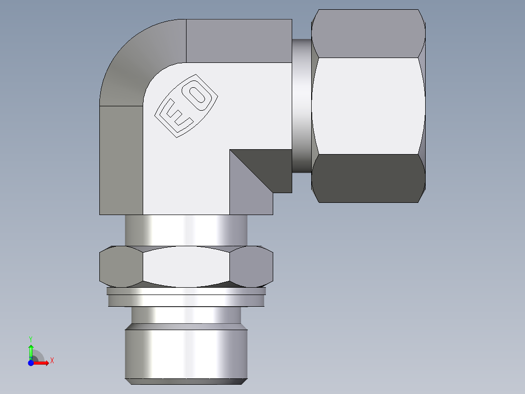 卡套式工业通用硬管接头EO_Adjustable_Locknut_elbow_WEE16ZSMCF前视图