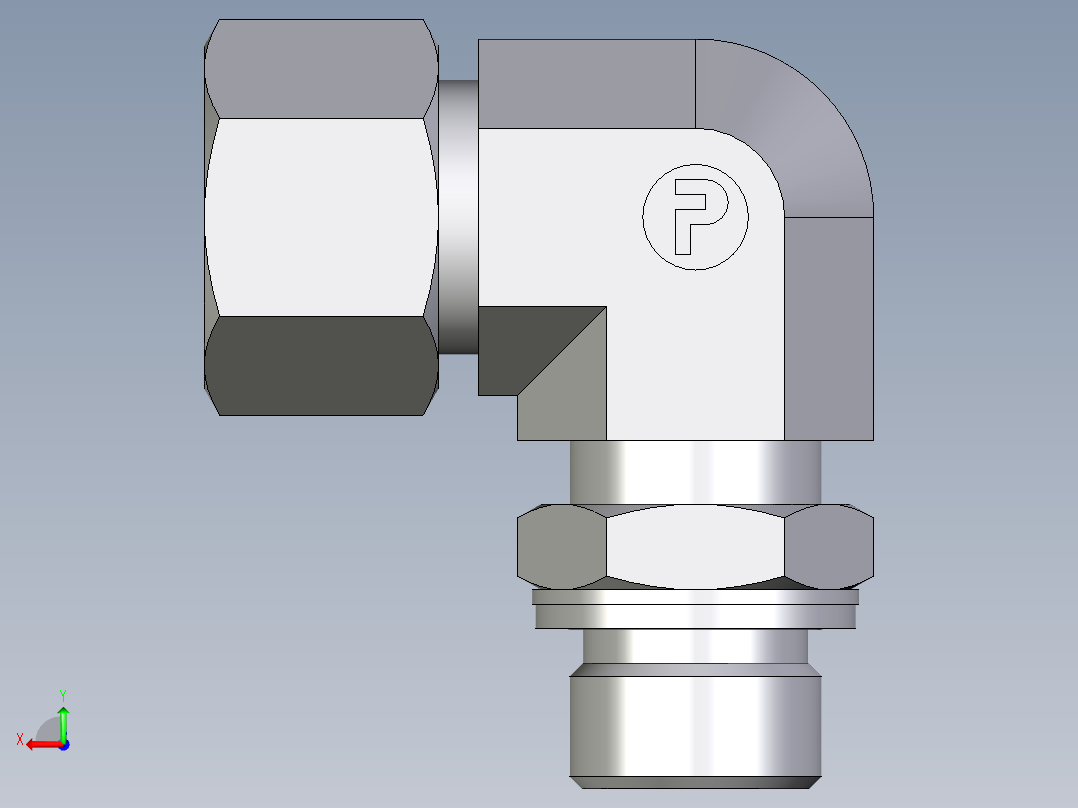 卡套式工业通用硬管接头EO_Adjustable_Locknut_elbow_WEE16ZSMCF后视图