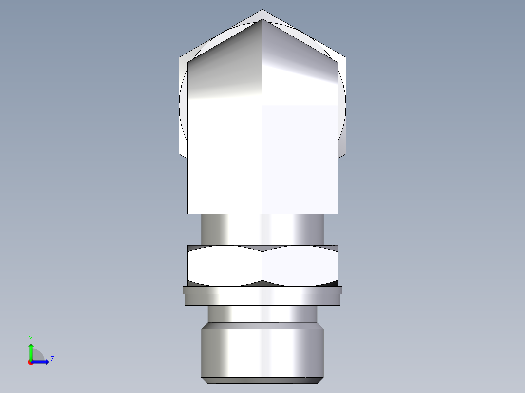 卡套式工业通用硬管接头EO_Adjustable_Locknut_elbow_WEE16ZSMCF左视图
