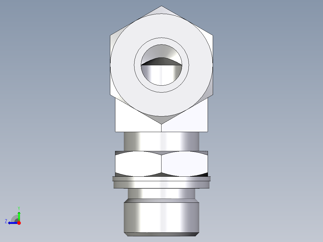 卡套式工业通用硬管接头EO_Adjustable_Locknut_elbow_WEE16ZSMCF右视图