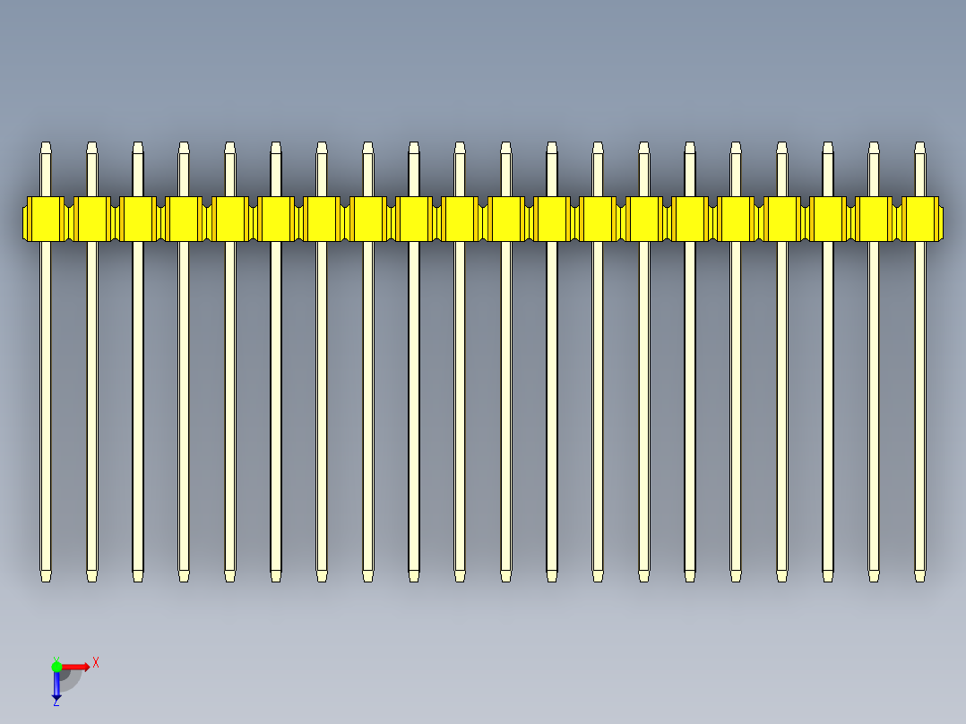 彩色公头100mil（2.54mm）系列-DS1021_yellow_1x20p_100mil_Type19_rev1.0俯视图