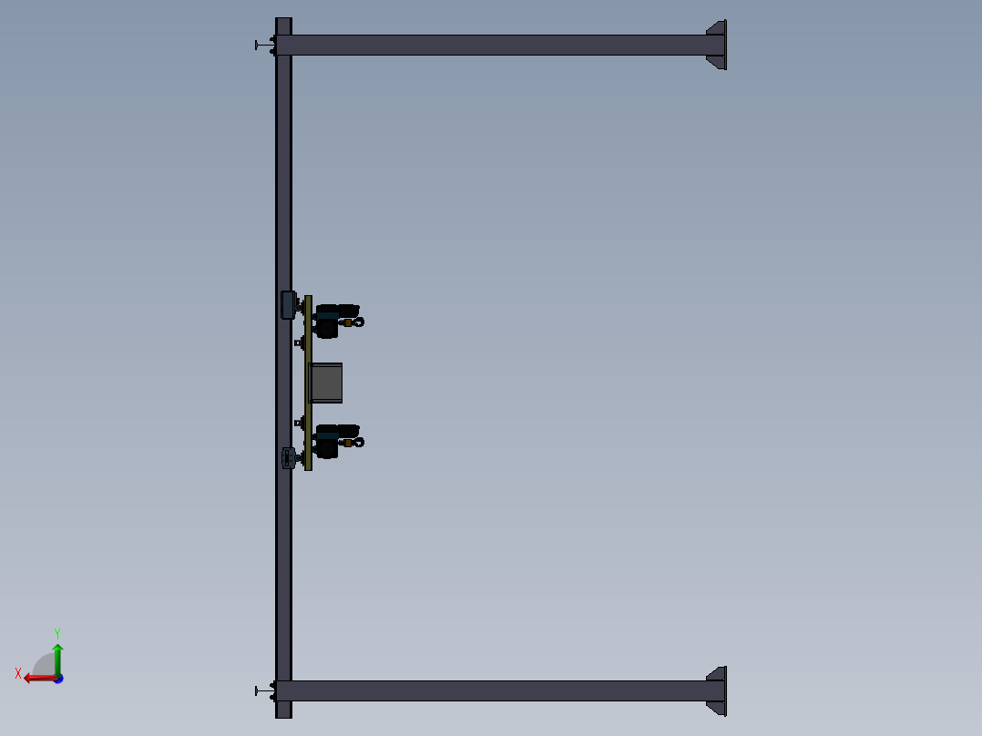 电动行走双钩葫芦含三维+CAD后视图