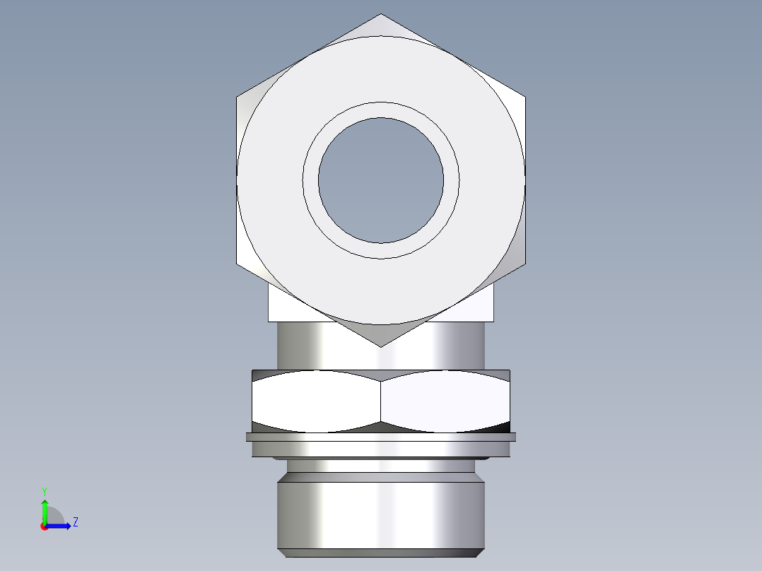 卡套式工业通用硬管接头EO_Adjustable_locknut_branch_tee_TEE25ZSMCF左视图