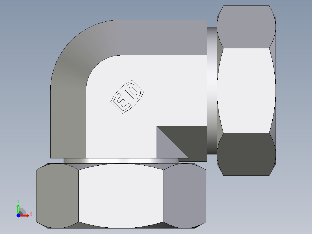 卡套式工业通用硬管接头EO_Swivel_nut_elbow_EW42LCF前视图