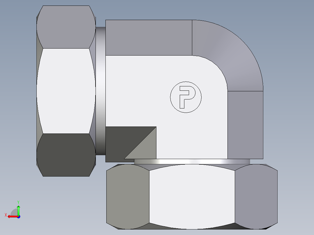 卡套式工业通用硬管接头EO_Swivel_nut_elbow_EW42LCF后视图