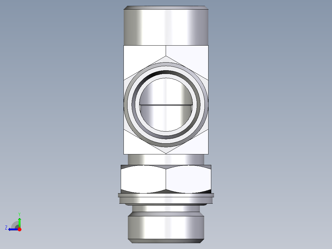 卡套式工业通用硬管接头EO_Adjustable_locknut_run_tee_LEE22LM27x2OMDCF右视图