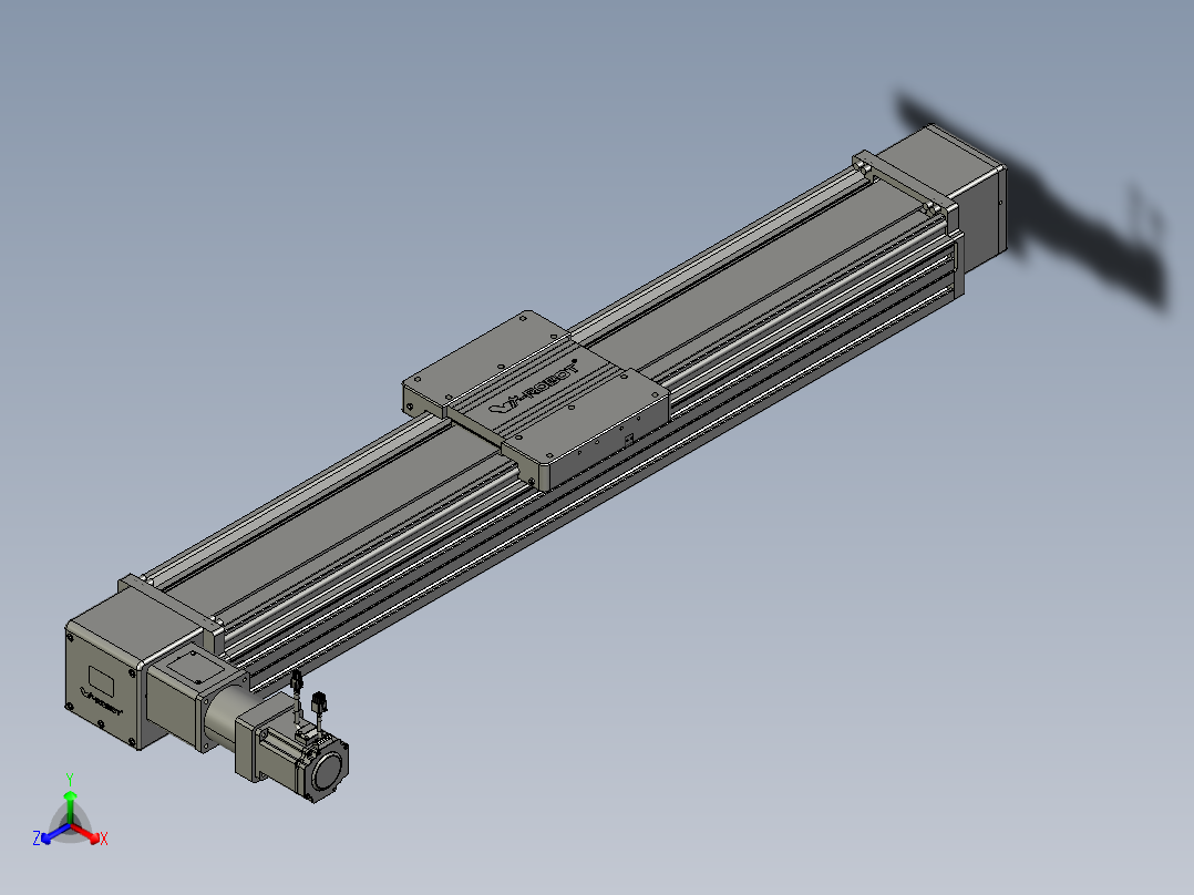 威洛博直线电机模组EB20-L224-S1050-L-ZP75-MS3-5K正等轴测图