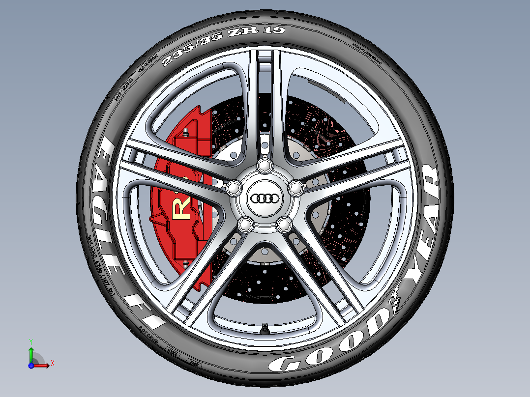 奥迪前轮组件前视图