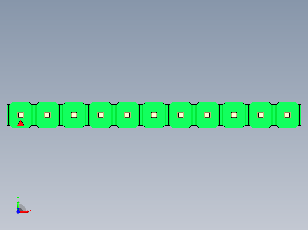 彩色公头100mil（2.54mm）系列-DS1021_green_1x11p_100mil_Type43_rev1.0前视图