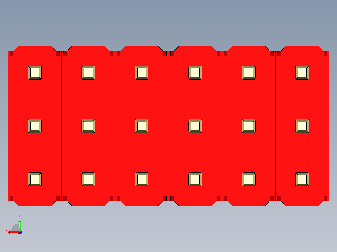 彩色公头100mil（2.54mm）系列-DS1021_red_3x06p_100mil_Type43_rev1.0后视图