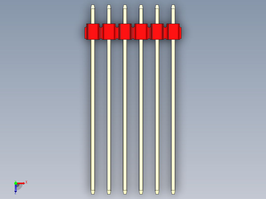 彩色公头100mil（2.54mm）系列-DS1021_red_3x06p_100mil_Type43_rev1.0俯视图