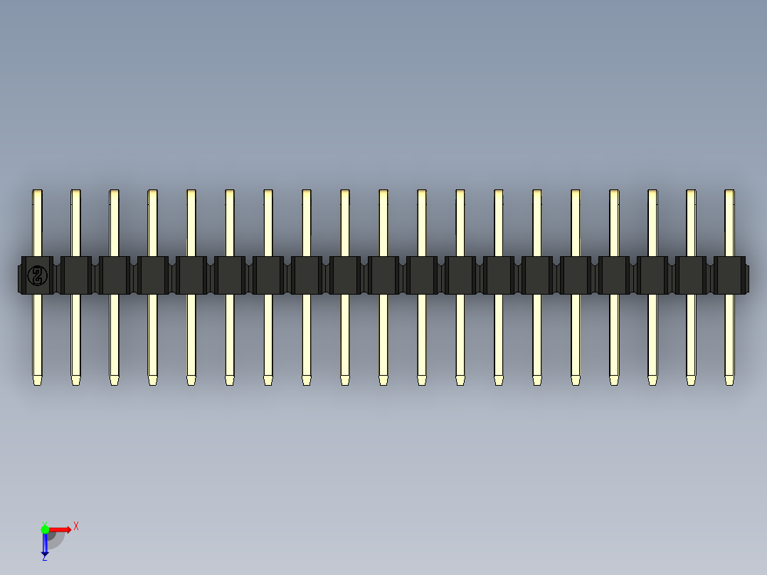 彩色公排针 100mil 2.54mm 系列-DS1022_black_2x19p_100mil_TypeD_rev1.0俯视图