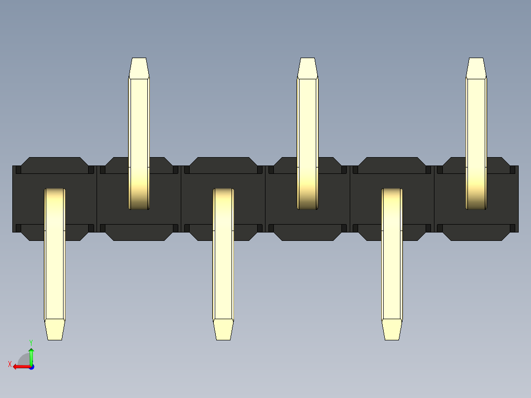 彩色公排针 100mil 2.54mm 系列-DS1022_black_06p_100mil_Type_SMT_R1_rev1.0后视图