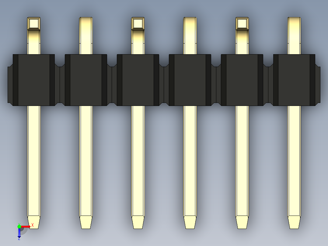 彩色公排针 100mil 2.54mm 系列-DS1022_black_06p_100mil_Type_SMT_R1_rev1.0俯视图