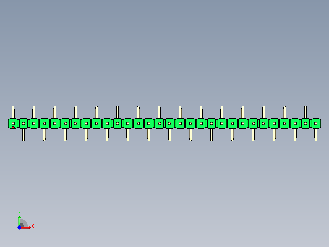 彩色公排针 100mil 2.54mm 系列-DS1022_green_30p_100mil_Type_SMT_R1_rev1.0前视图