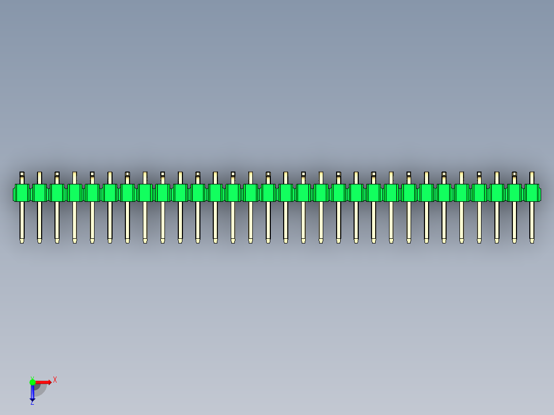 彩色公排针 100mil 2.54mm 系列-DS1022_green_30p_100mil_Type_SMT_R1_rev1.0俯视图