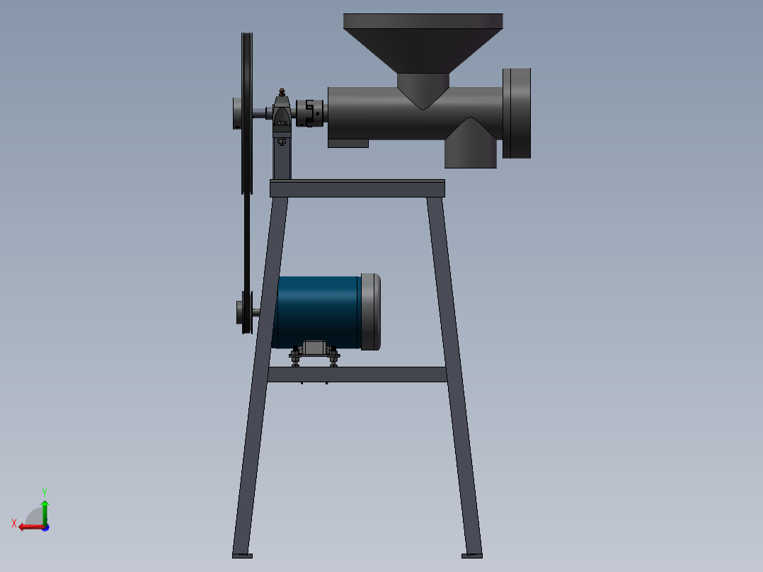 小型对辊面粉研磨机结构设计后视图