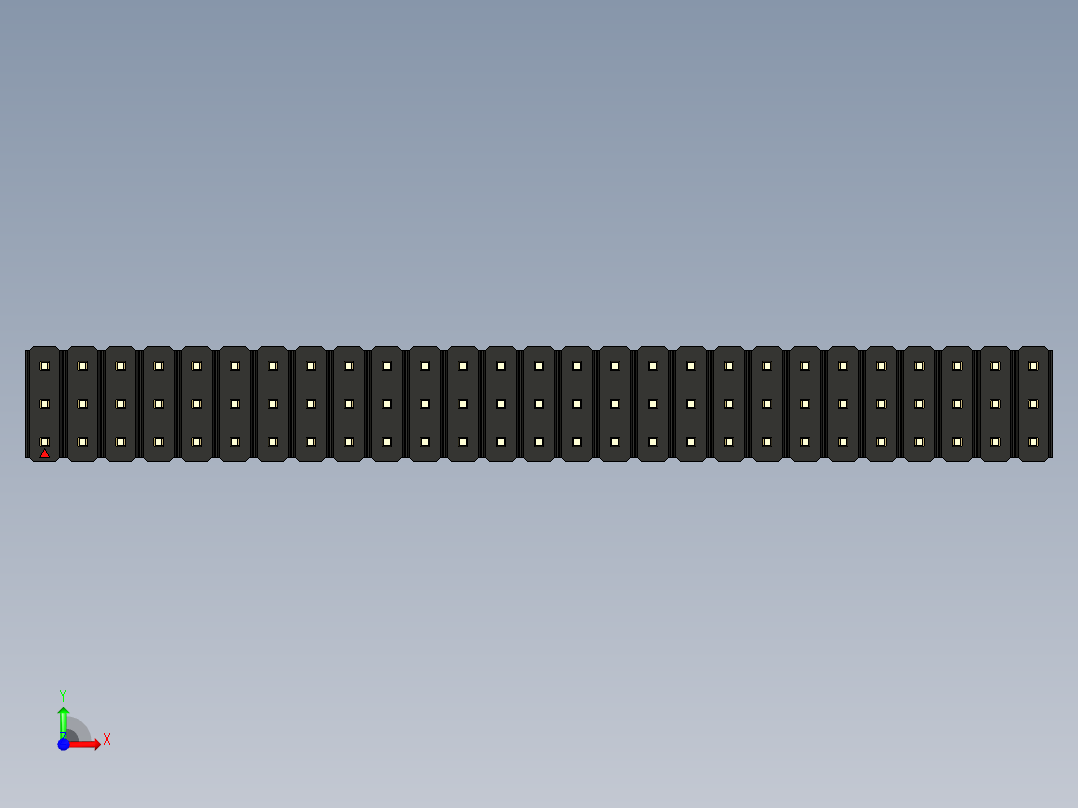 彩色公头100mil（2.54mm）系列-DS1021_black_3x27p_100mil_Type43_rev1.0前视图