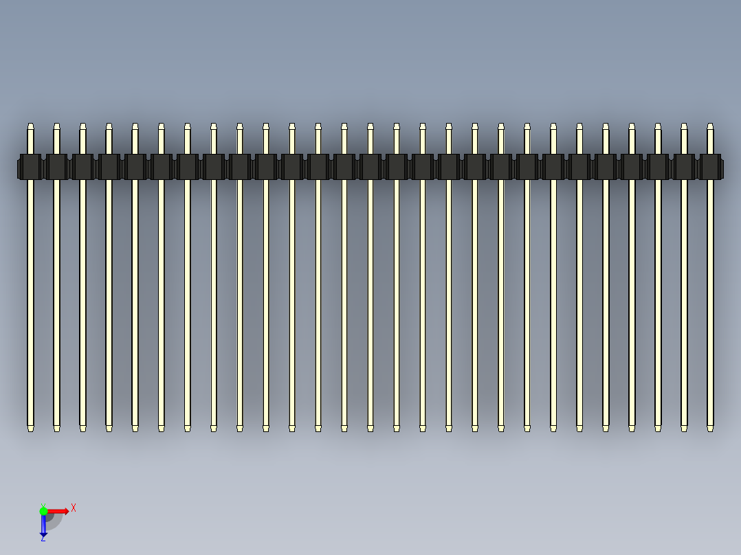 彩色公头100mil（2.54mm）系列-DS1021_black_3x27p_100mil_Type43_rev1.0俯视图