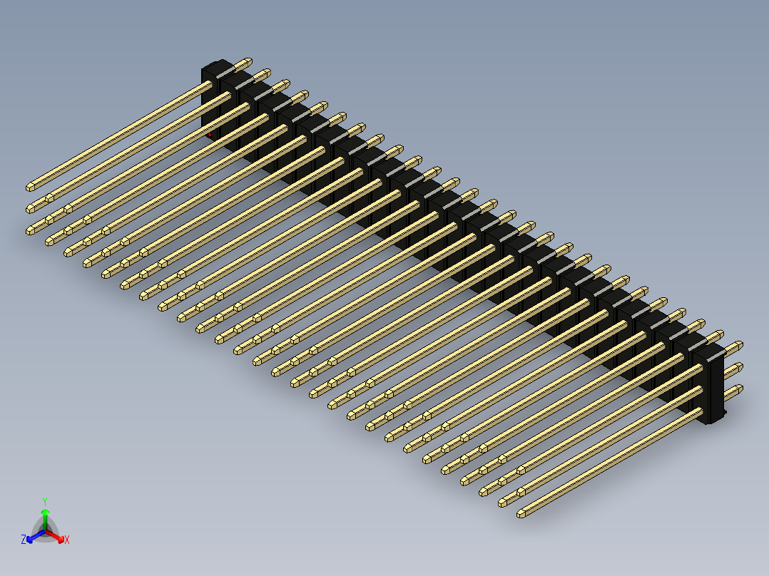 彩色公头100mil（2.54mm）系列-DS1021_black_3x27p_100mil_Type43_rev1.0正等轴测图