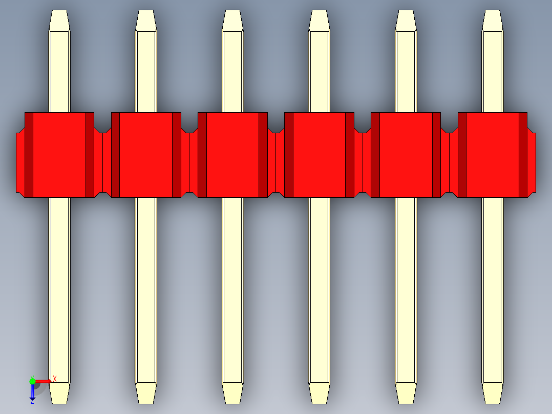 彩色公头100mil（2.54mm）系列-DS1021_red_1x06p_100mil_Type1_rev1.0俯视图