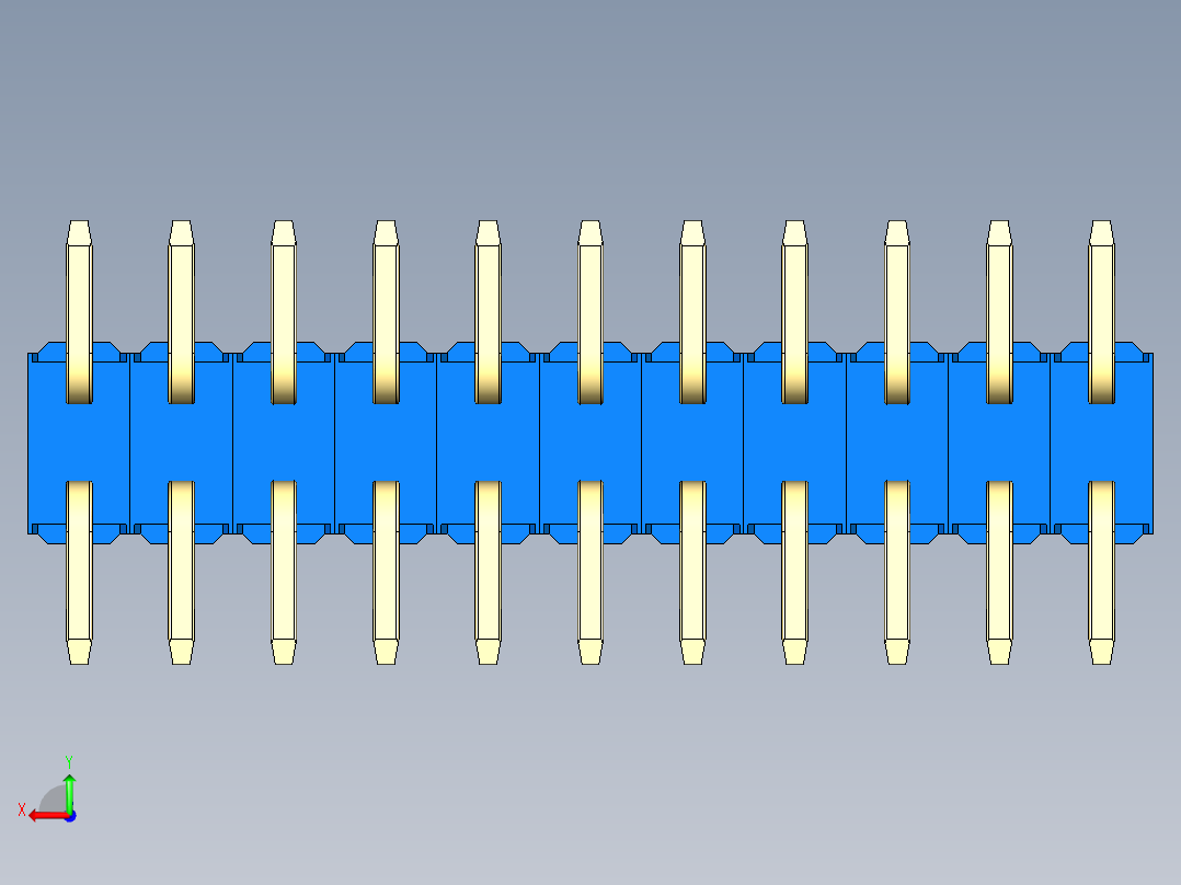 彩色公排针 100mil 2.54mm 系列-DS1022_blue_22p_100mil_TypeSMT_rev1.0后视图