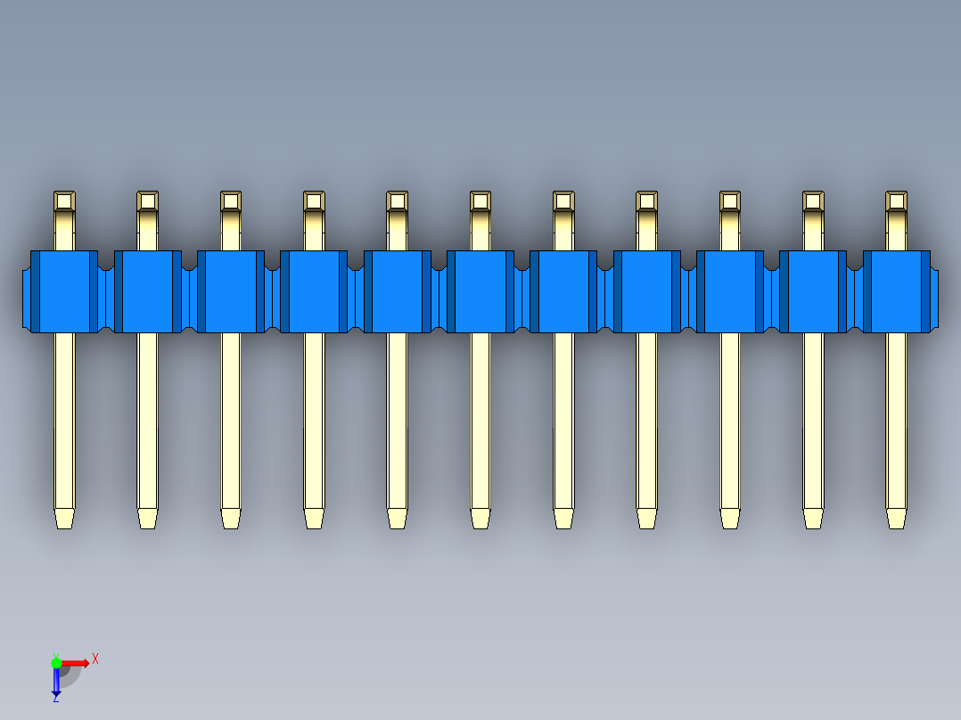 彩色公排针 100mil 2.54mm 系列-DS1022_blue_22p_100mil_TypeSMT_rev1.0俯视图