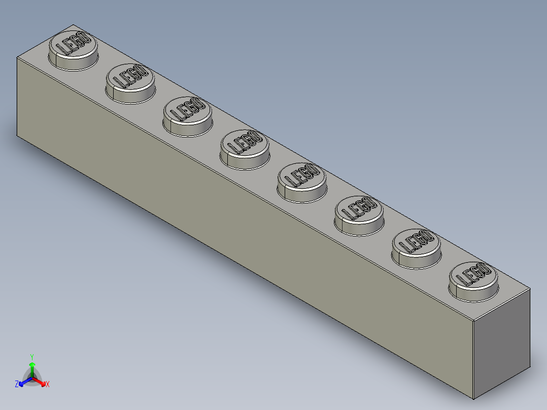 乐高套装 4421基本积木-4211392 - 3008 Medium Stone Grey Brick 1 x 8.STEP正等轴测图