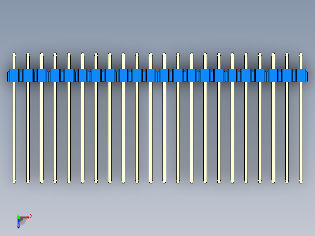彩色公头100mil（2.54mm）系列-DS1021_blue_3x22p_100mil_Type19_rev1.0俯视图