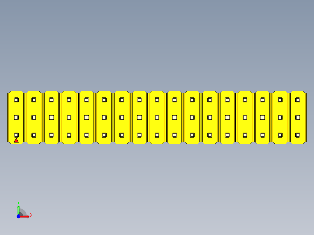 彩色公头100mil（2.54mm）系列-DS1021_yellow_3x17p_100mil_Type5_rev1.0前视图