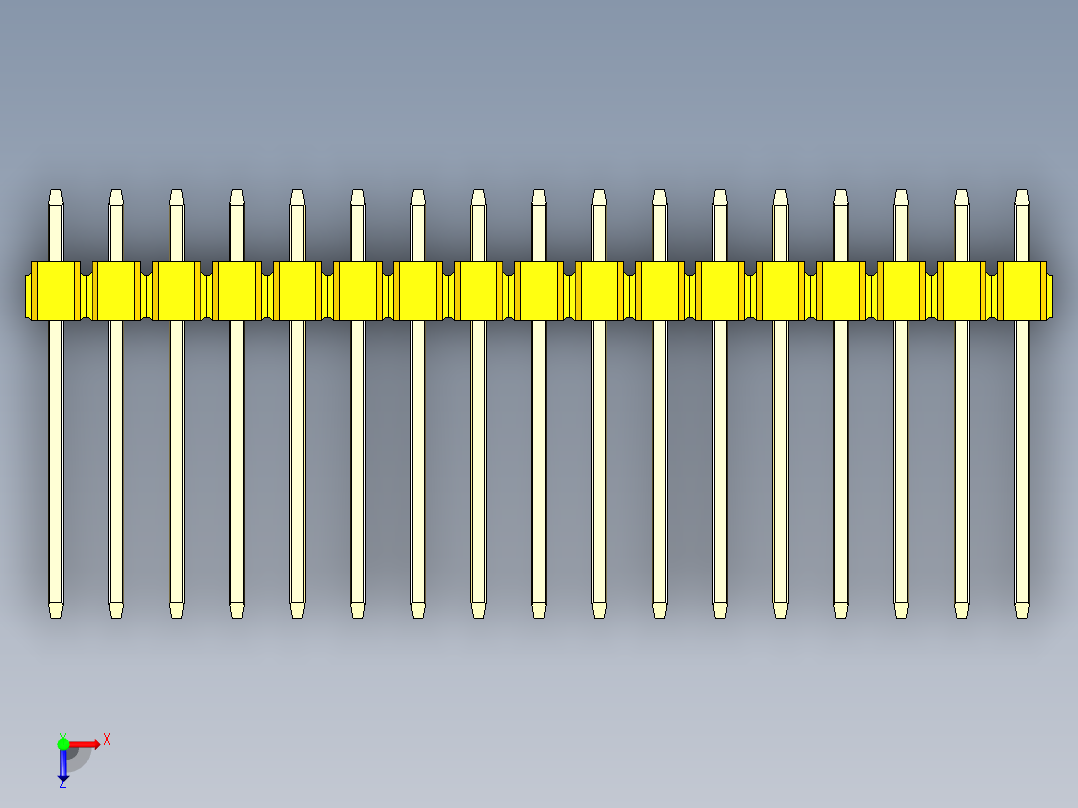 彩色公头100mil（2.54mm）系列-DS1021_yellow_3x17p_100mil_Type5_rev1.0俯视图