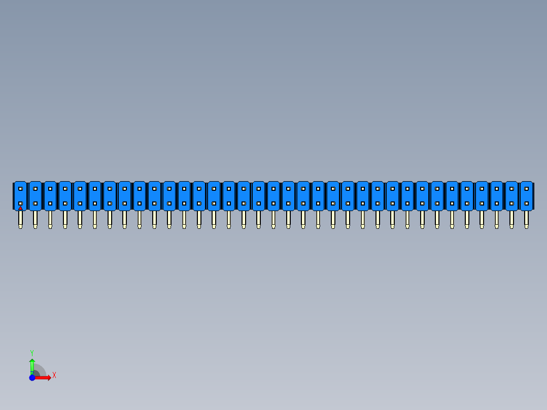 彩色公排针 100mil 2.54mm 系列-DS1022_blue_2x35p_100mil_TypeD_rev1.0前视图