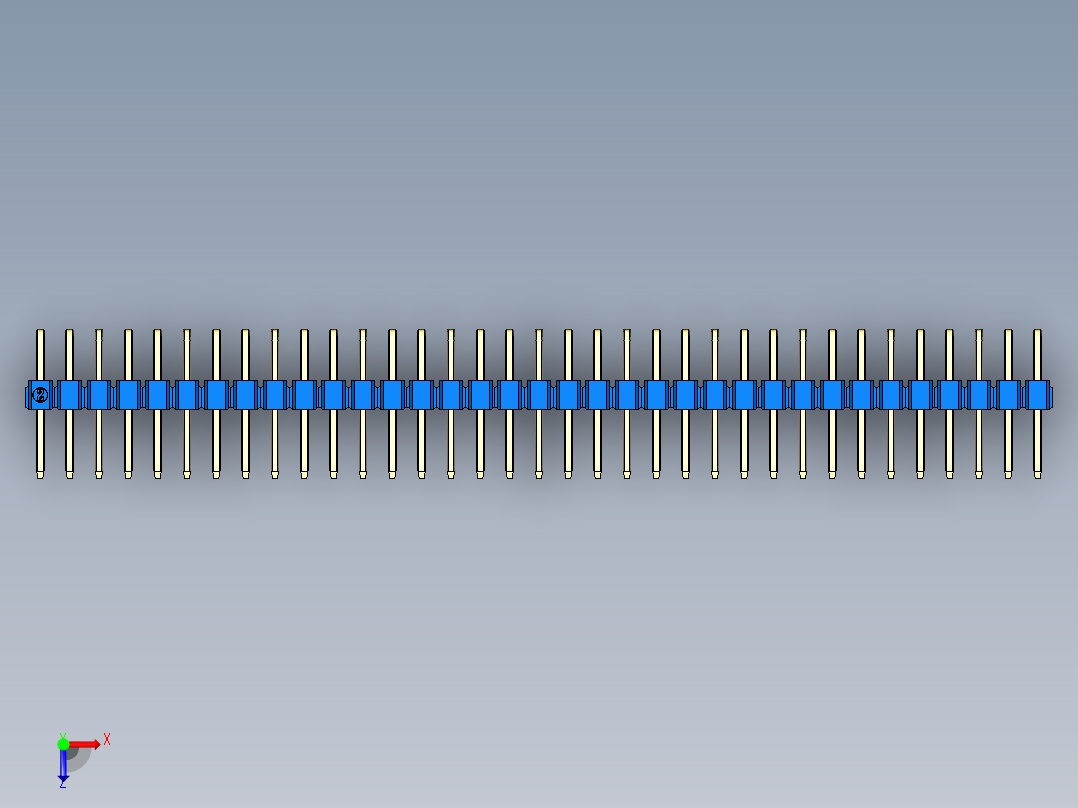 彩色公排针 100mil 2.54mm 系列-DS1022_blue_2x35p_100mil_TypeD_rev1.0俯视图